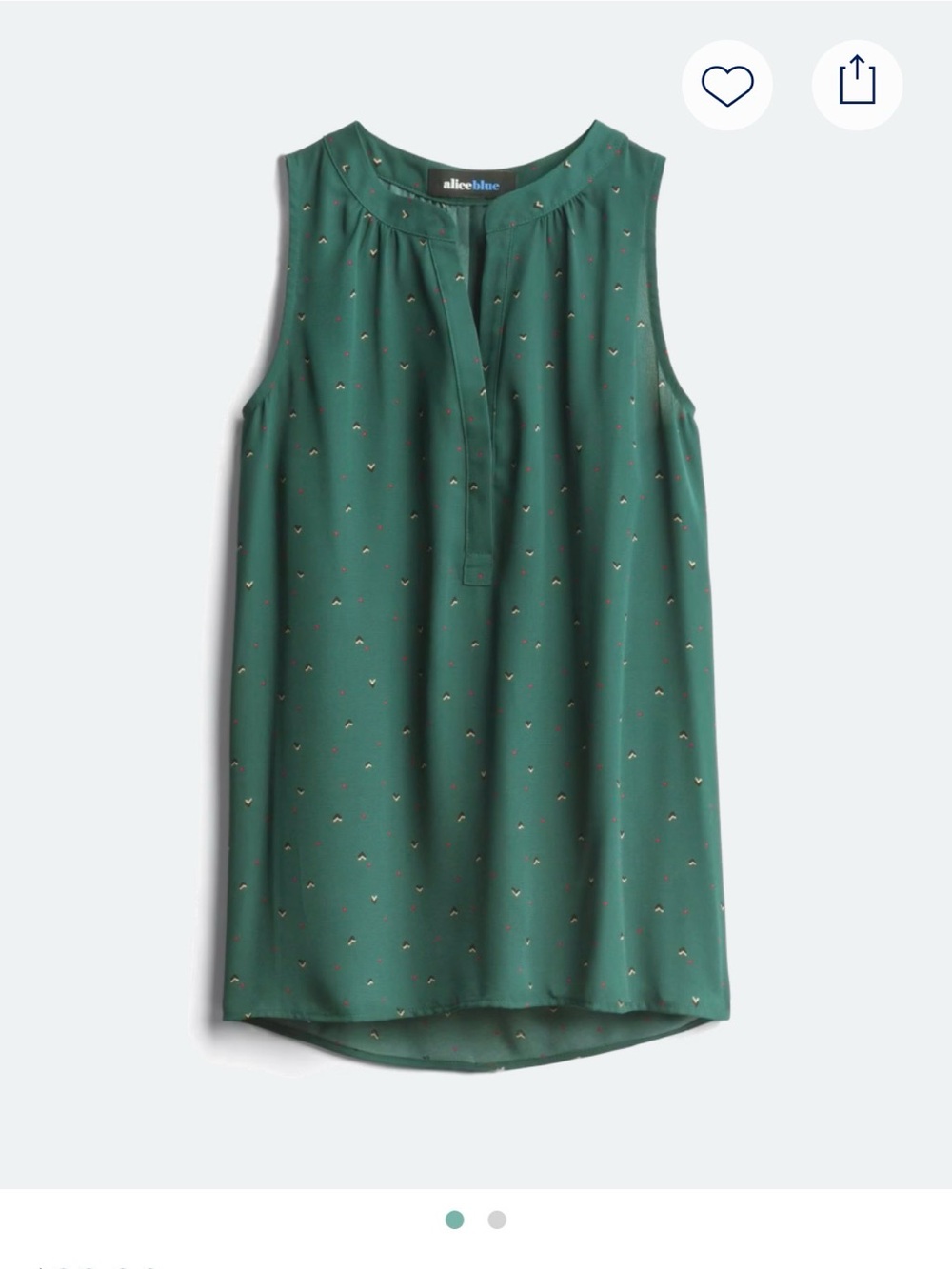 Alice Blue Emerald Green Sleeveless Henley Blouse